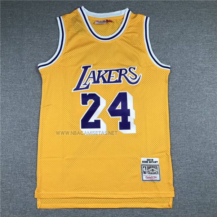 Camiseta Los Angeles Lakers Kobe Bryant NO 24 Mitchell & Ness 2007-08 Amarillo